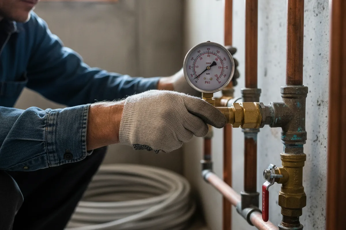 Pressure testing a repaired line during Water Line Repair in Bristol